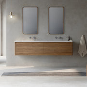 72" Walnut Wall Mount Double Sink Bathroom Vanity with Matte White Solid Surface Countertop-Migration_Bathroom Vanities-DECOROLALA