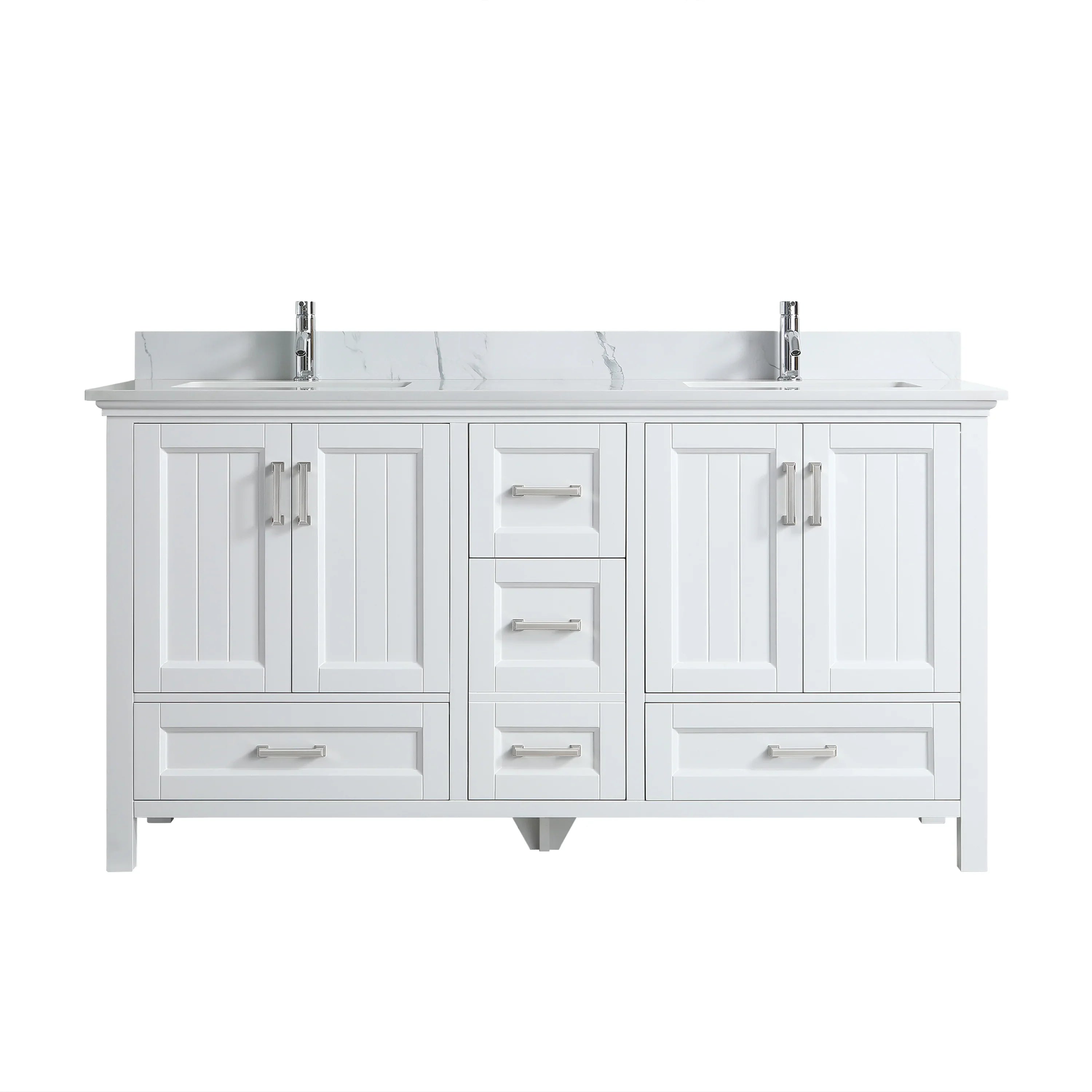 72" White Freestanding Double Sink Bathroom Vanity with Engineered Calcutta Marble Countertop-Migration_Bathroom Vanities-DECOROLALA