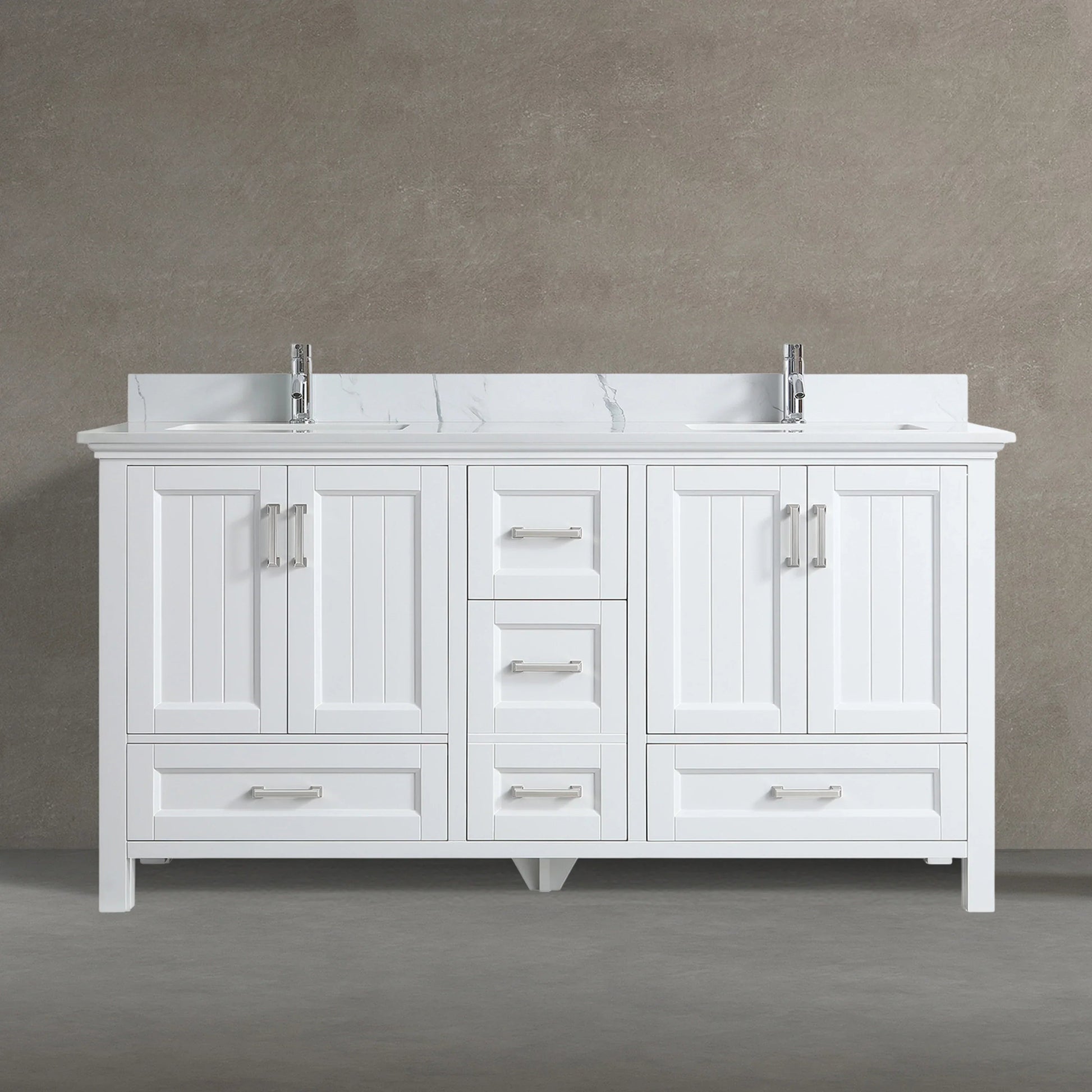 72" White Freestanding Double Sink Bathroom Vanity with Engineered Calcutta Marble Countertop-Migration_Bathroom Vanities-DECOROLALA