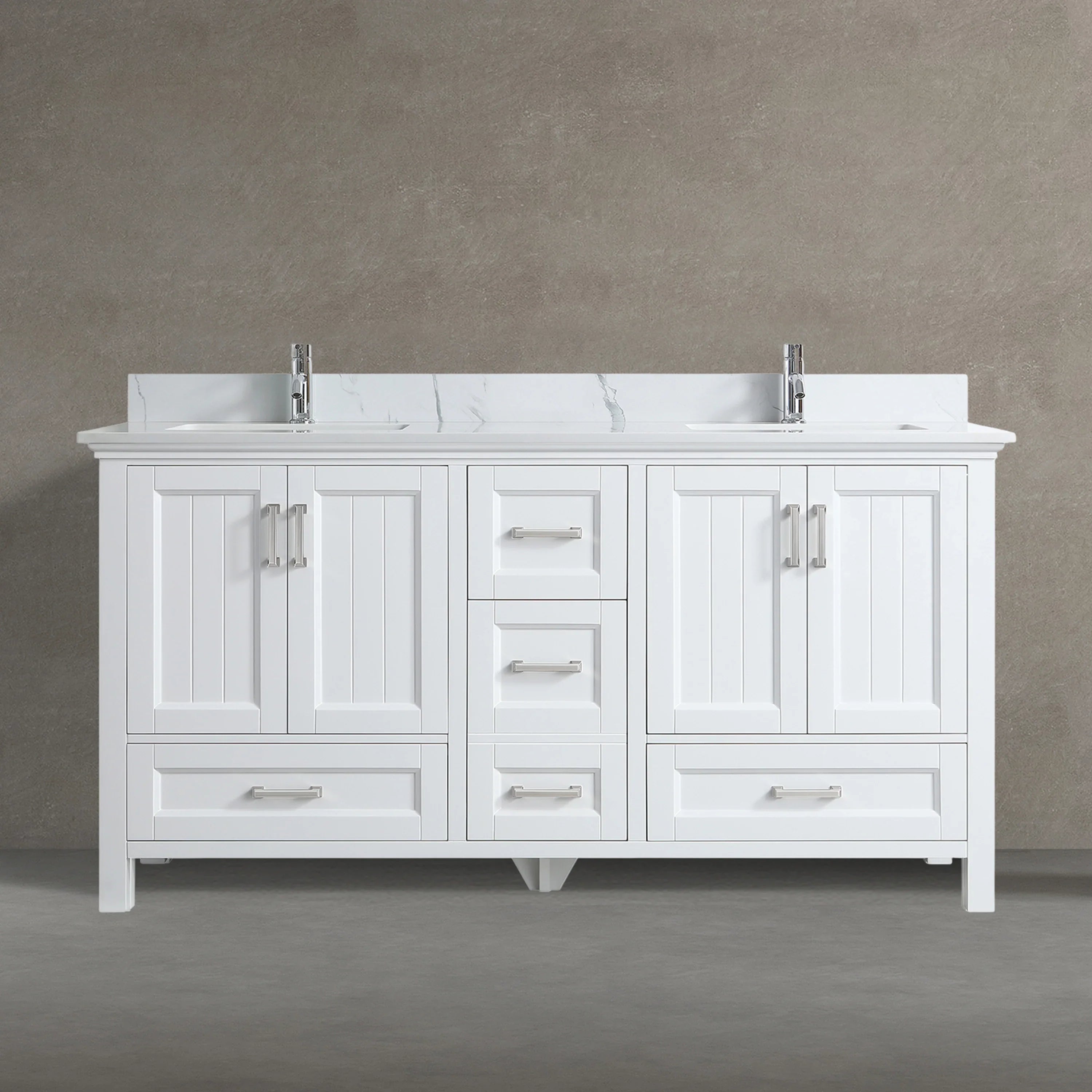72" White Freestanding Double Sink Bathroom Vanity with Engineered Calcutta Marble Countertop-Migration_Bathroom Vanities-DECOROLALA