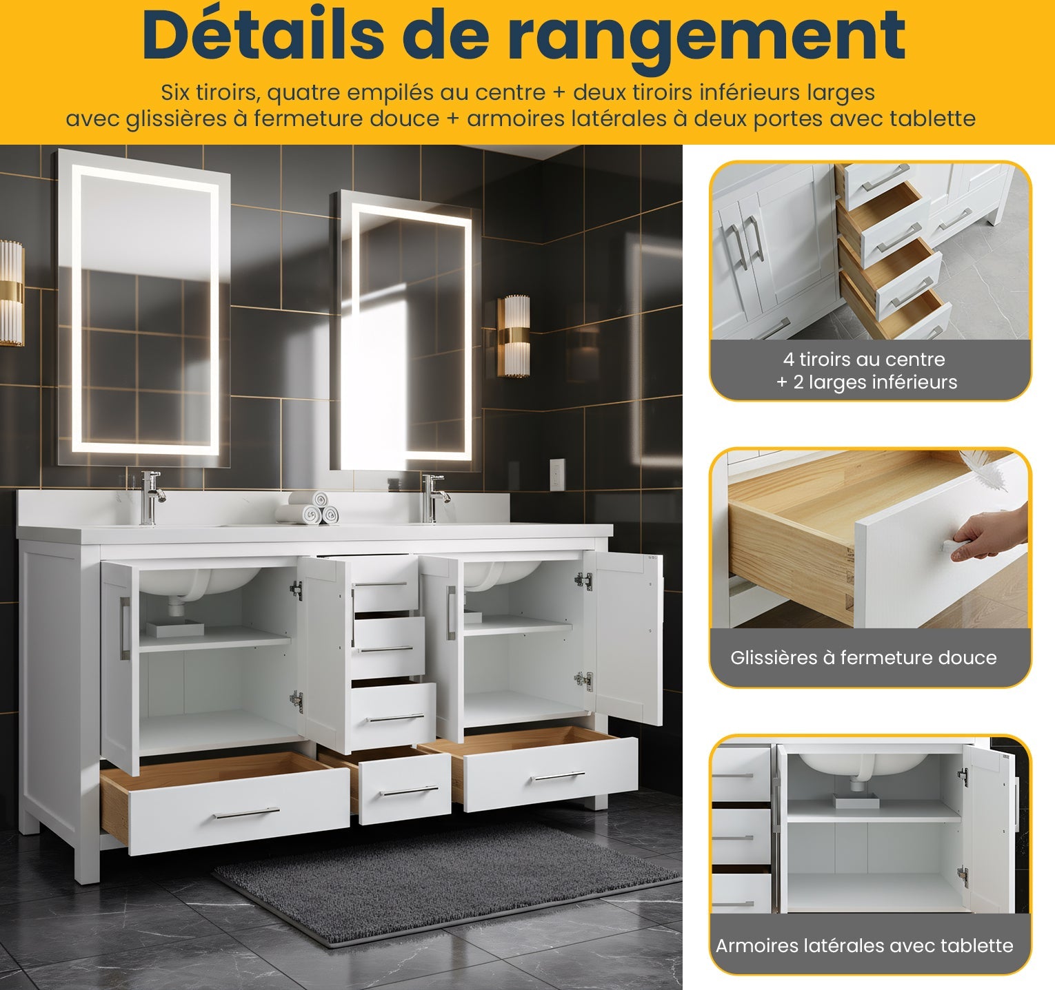 72" White Freestanding Double Sink Bathroom Vanity with Engineered Calcutta Marble-Migration_Bathroom Vanities-DECOROLALA