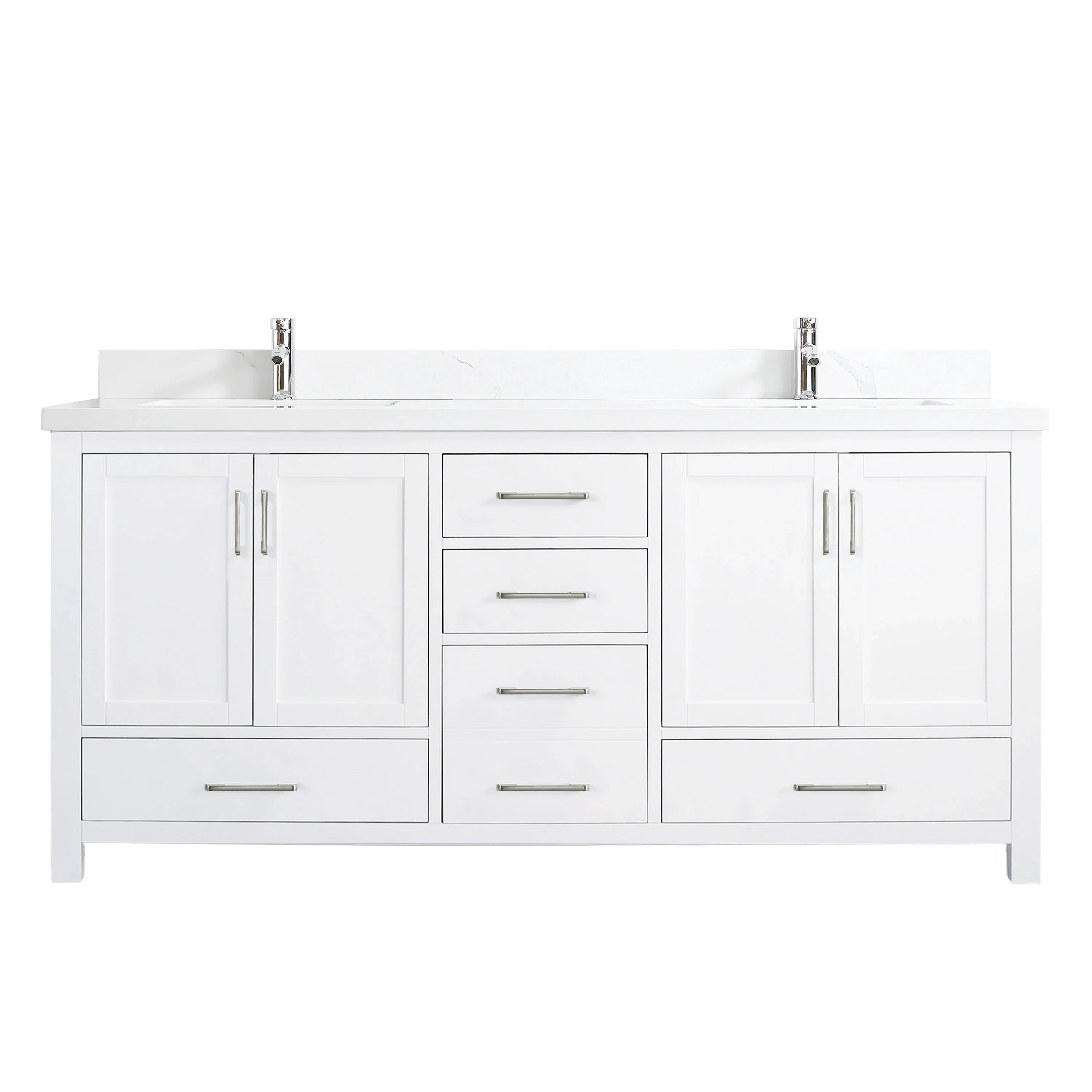 72" White Freestanding Double Sink Bathroom Vanity with Engineered Calcutta Marble-Migration_Bathroom Vanities-DECOROLALA