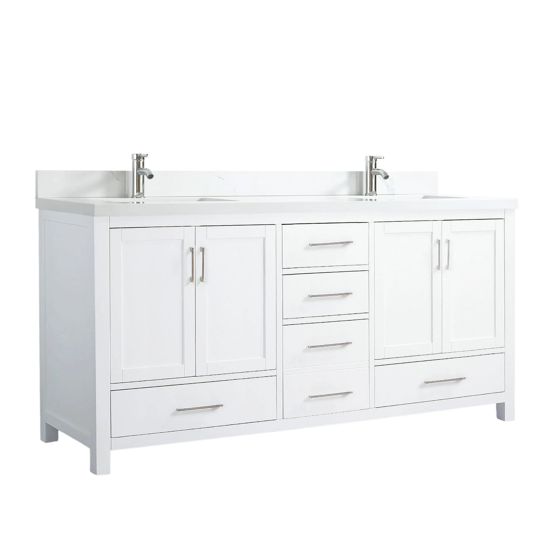 72" White Freestanding Double Sink Bathroom Vanity with Engineered Calcutta Marble-Migration_Bathroom Vanities-DECOROLALA