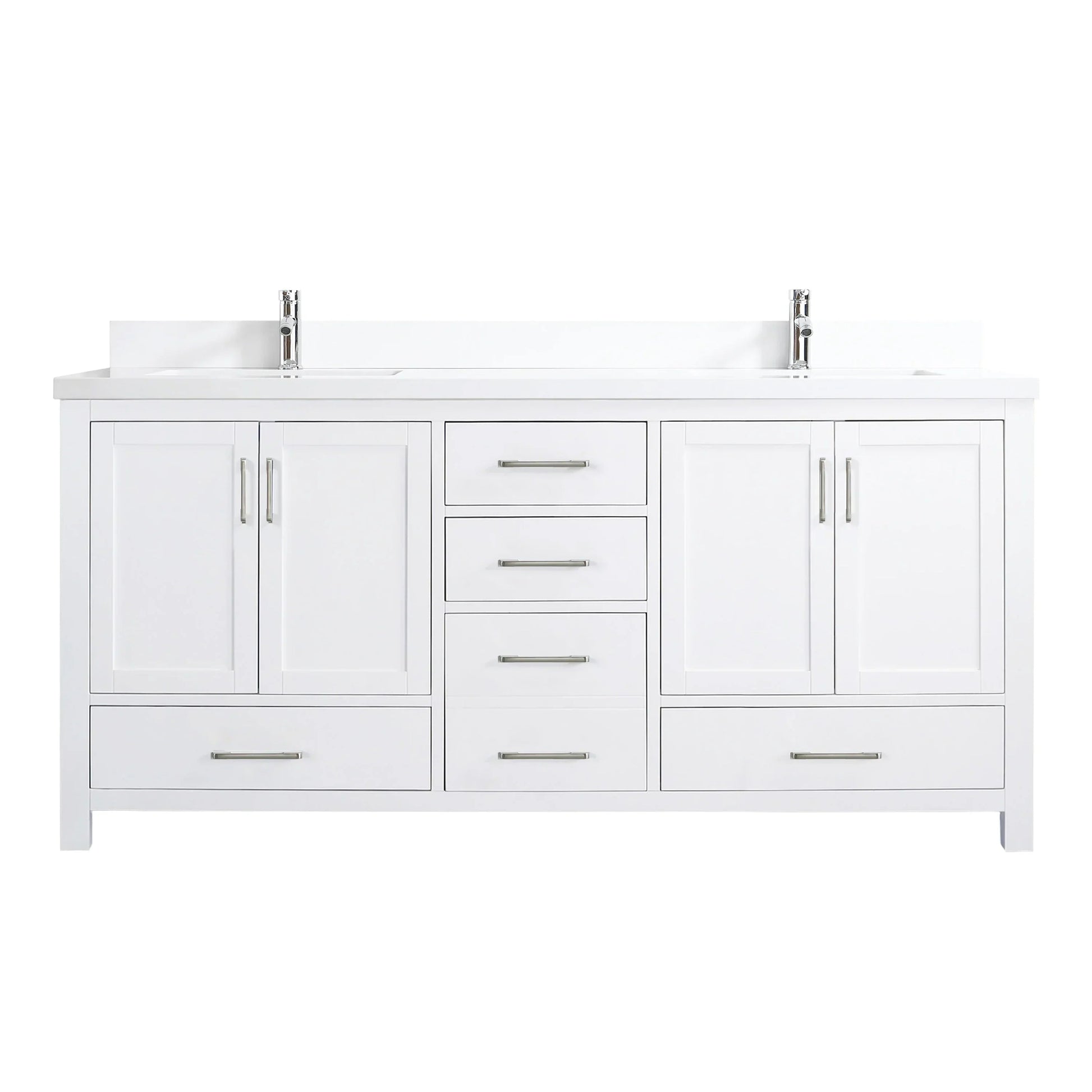 72" White Freestanding Double Sink Bathroom Vanity with Snow White Quartz Countertop-Migration_Bathroom Vanities-DECOROLALA