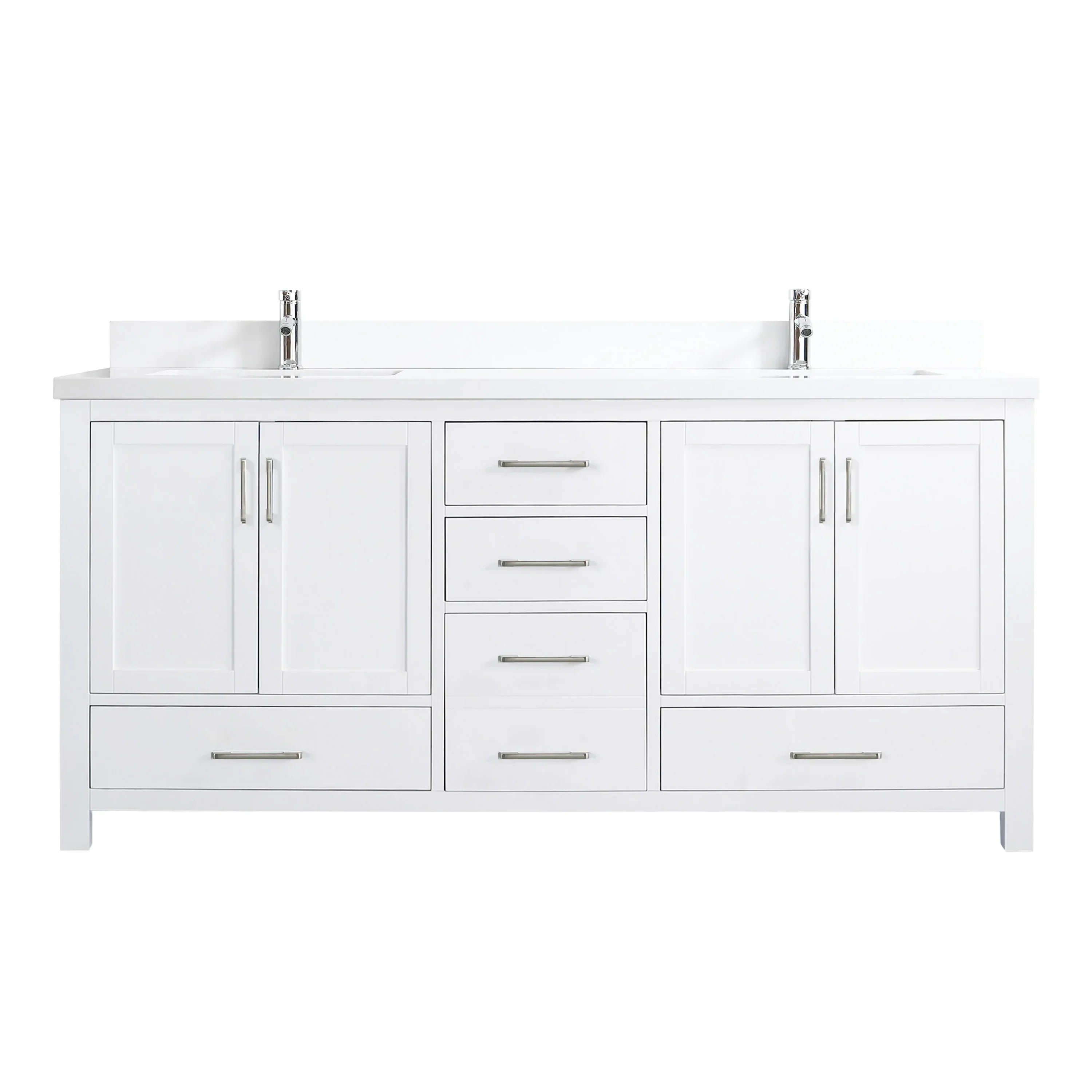 72" White Freestanding Double Sink Bathroom Vanity with Snow White Quartz Countertop-Migration_Bathroom Vanities-DECOROLALA