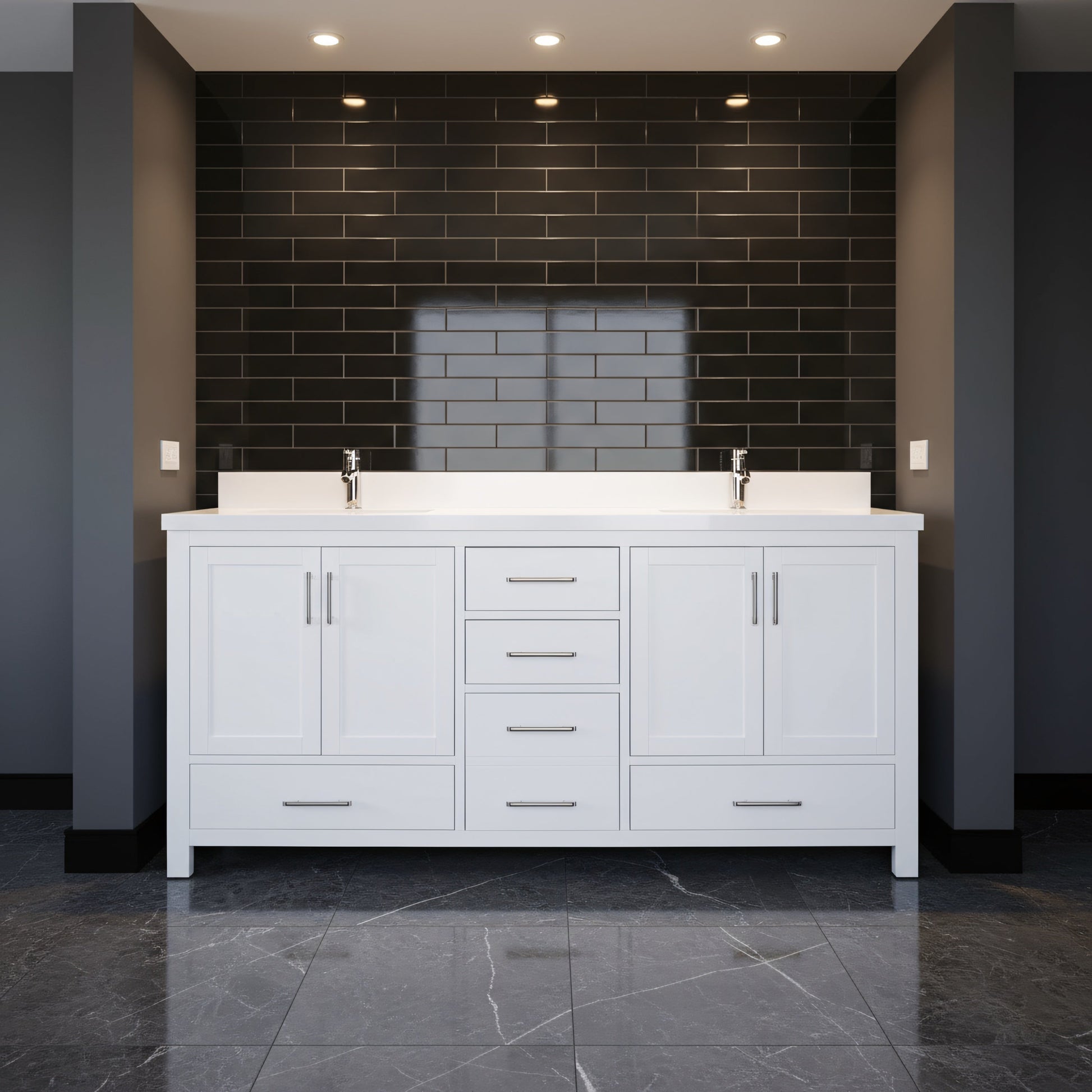 72" White Freestanding Double Sink Bathroom Vanity with Snow White Quartz Countertop-Migration_Bathroom Vanities-DECOROLALA