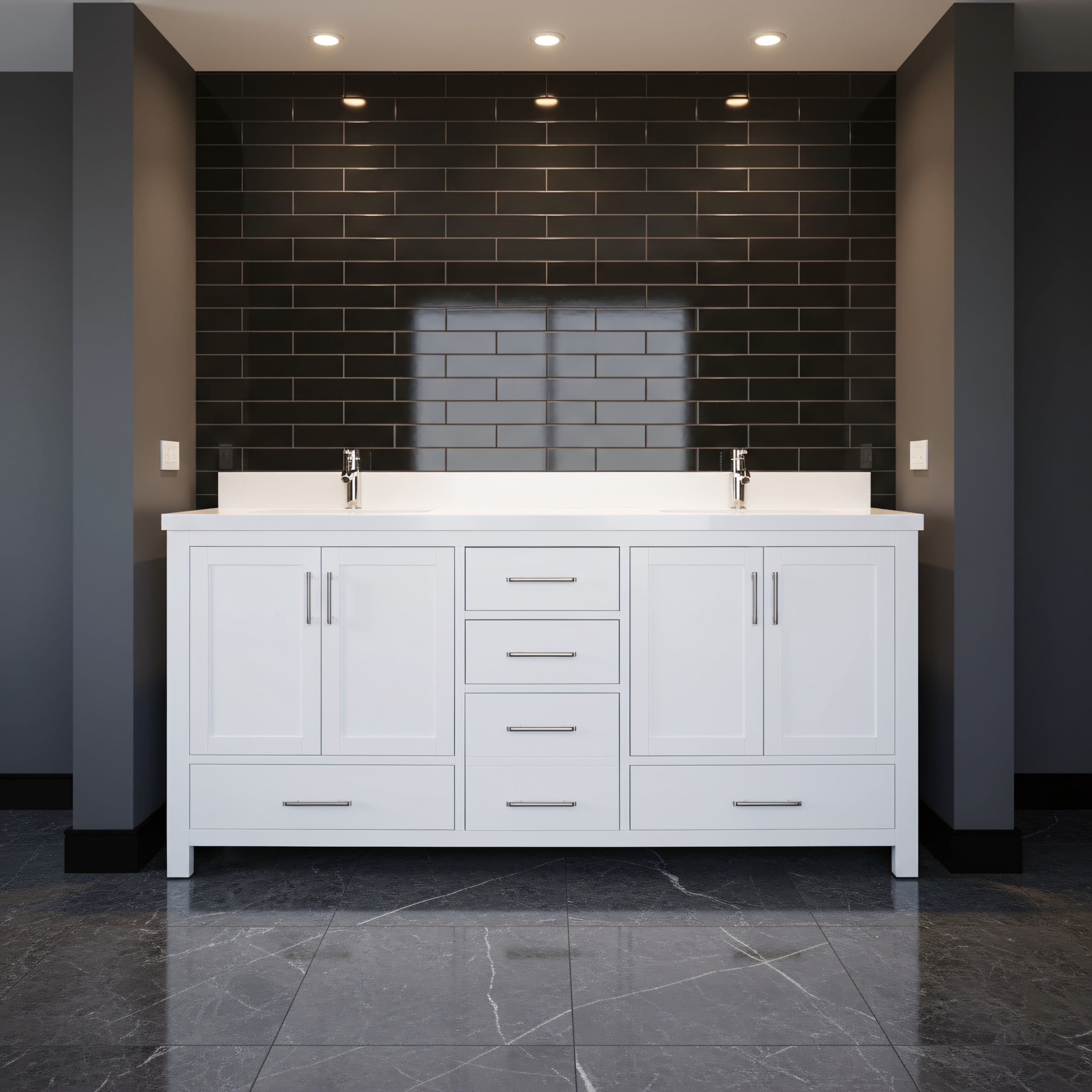 72" White Freestanding Double Sink Bathroom Vanity with Snow White Quartz Countertop-Migration_Bathroom Vanities-DECOROLALA