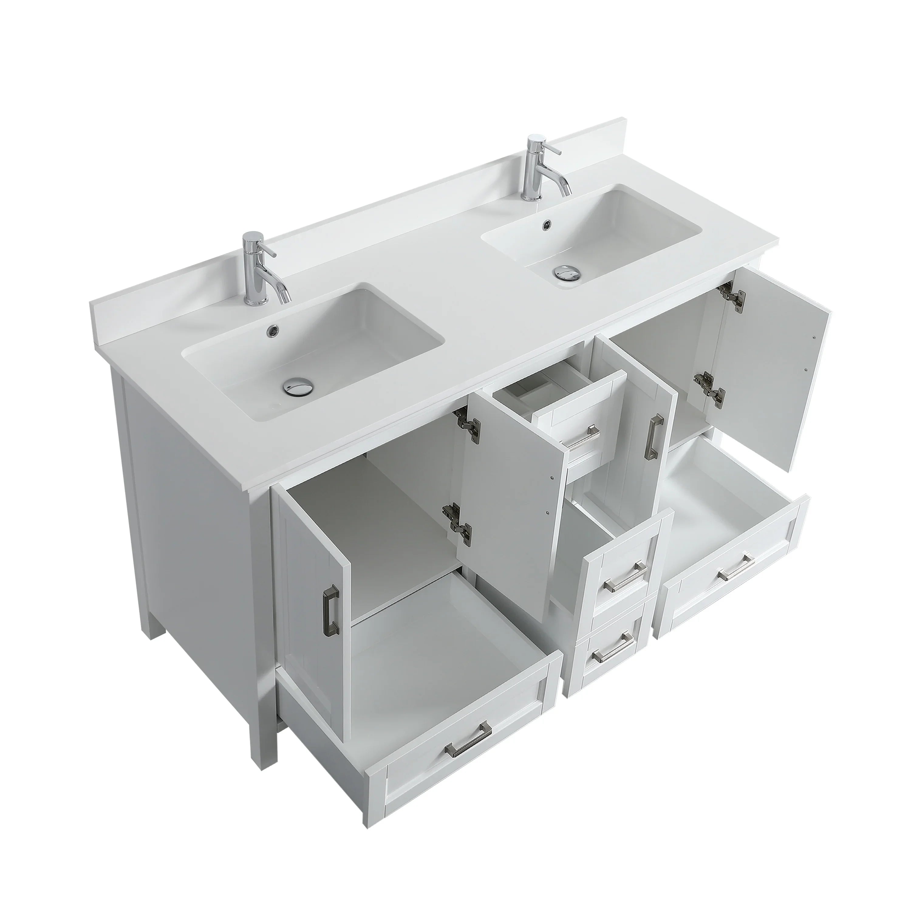 72" White Freestanding Double Sink Bathroom Vanity with White Quartz Countertop-Migration_Bathroom Vanities-DECOROLALA