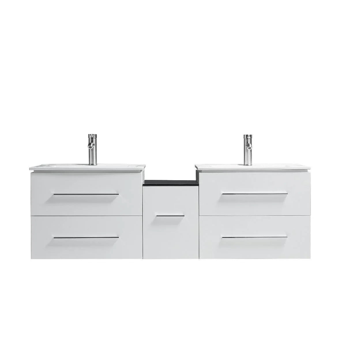 72" White Wall Mount Double Sink Bathroom Vanity with White Ceramic Countertop-Migration_Bathroom Vanities-DECOROLALA