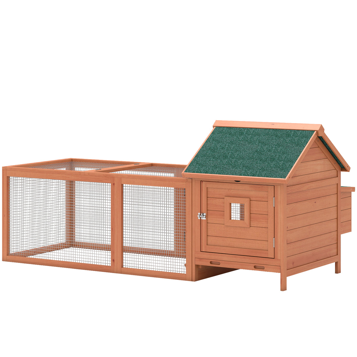 72" Wooden Chicken Coop with Run and Nesting Box - Orange-Small Animal Supplies-DECOROLALA