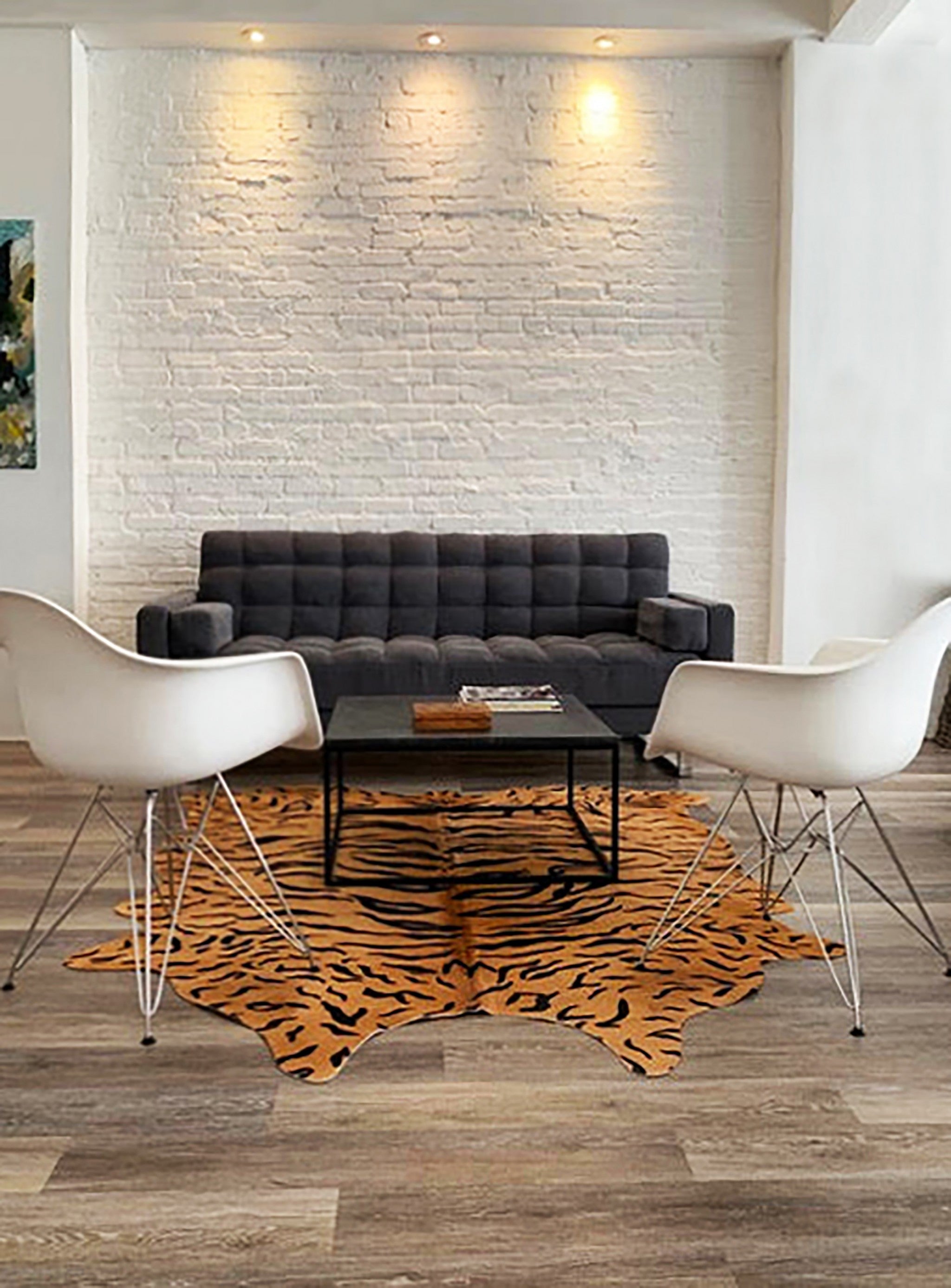 72" X 84" Tiger Chocolate On Natural Cowhide - Rug-Area Rugs-DECOROLALA
