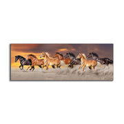 Team of 7 Horses- Wildlife Canvas Art - Gold varnish-Wall Decor-DECOROLALA