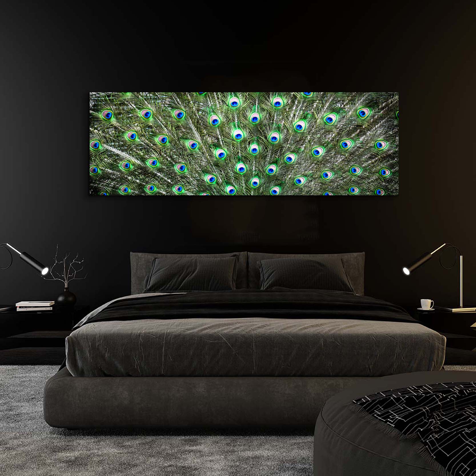 Large Canvas Wall art-Peacock Feathers-Nature Artwork-Wall Decor-DECOROLALA