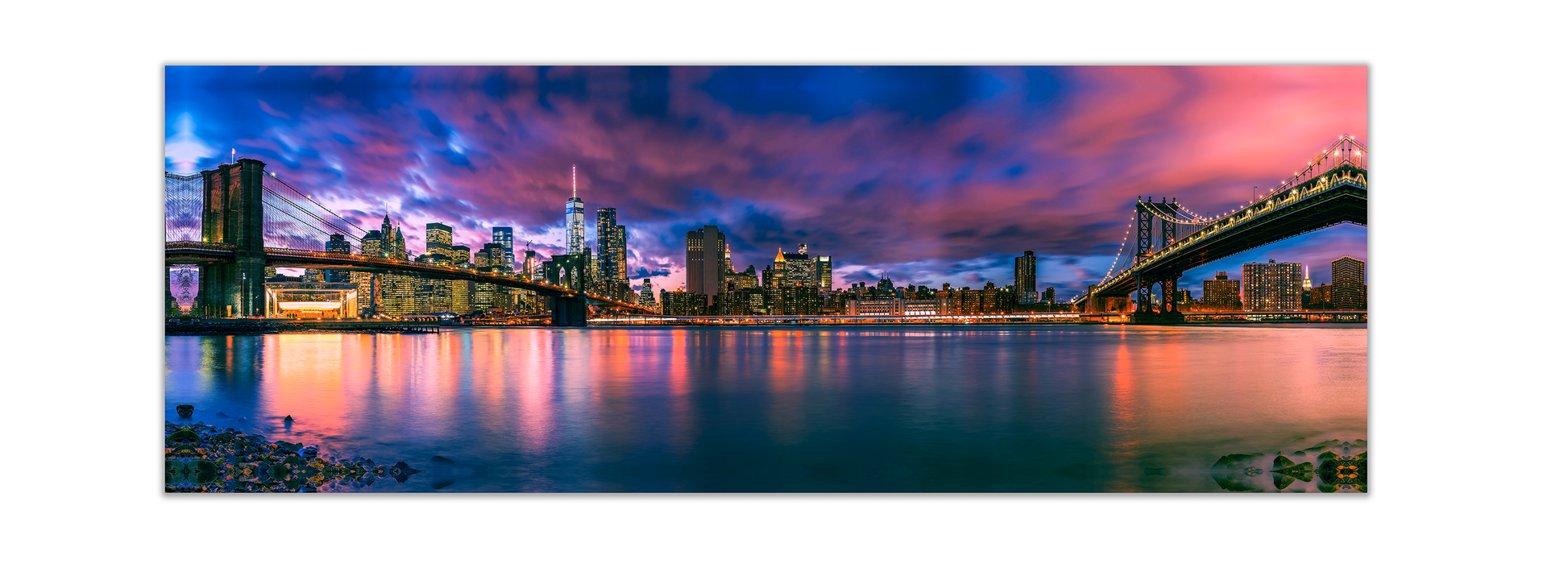Canvas The East River and the Brooklyn Bridge-New York City landscape-Wall Decor-DECOROLALA