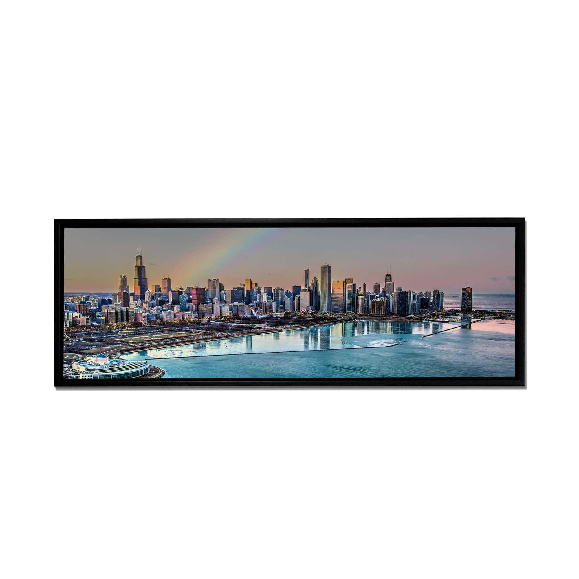 Chicago Bay at Night-City skyline-Large Canvas Wall art-Wall Decor-DECOROLALA