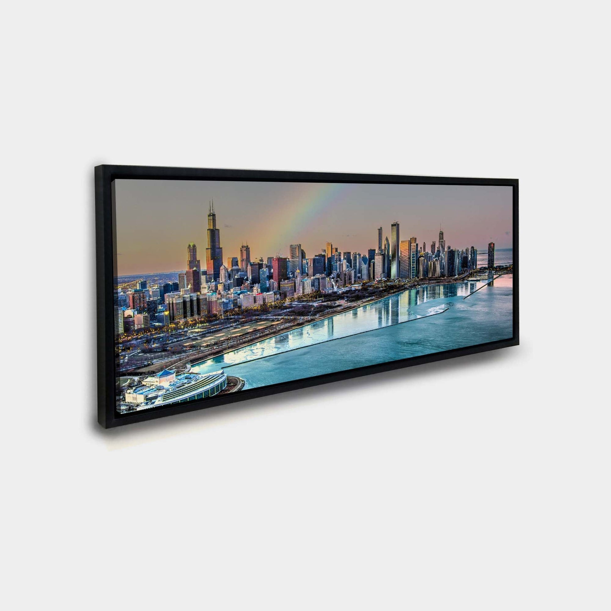 Chicago Bay at Night-City skyline-Large Canvas Wall art-Wall Decor-DECOROLALA