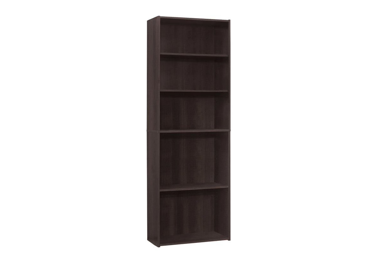 72"H 5-Shelf Bookcase, Espresso-Computer Desks-DECOROLALA