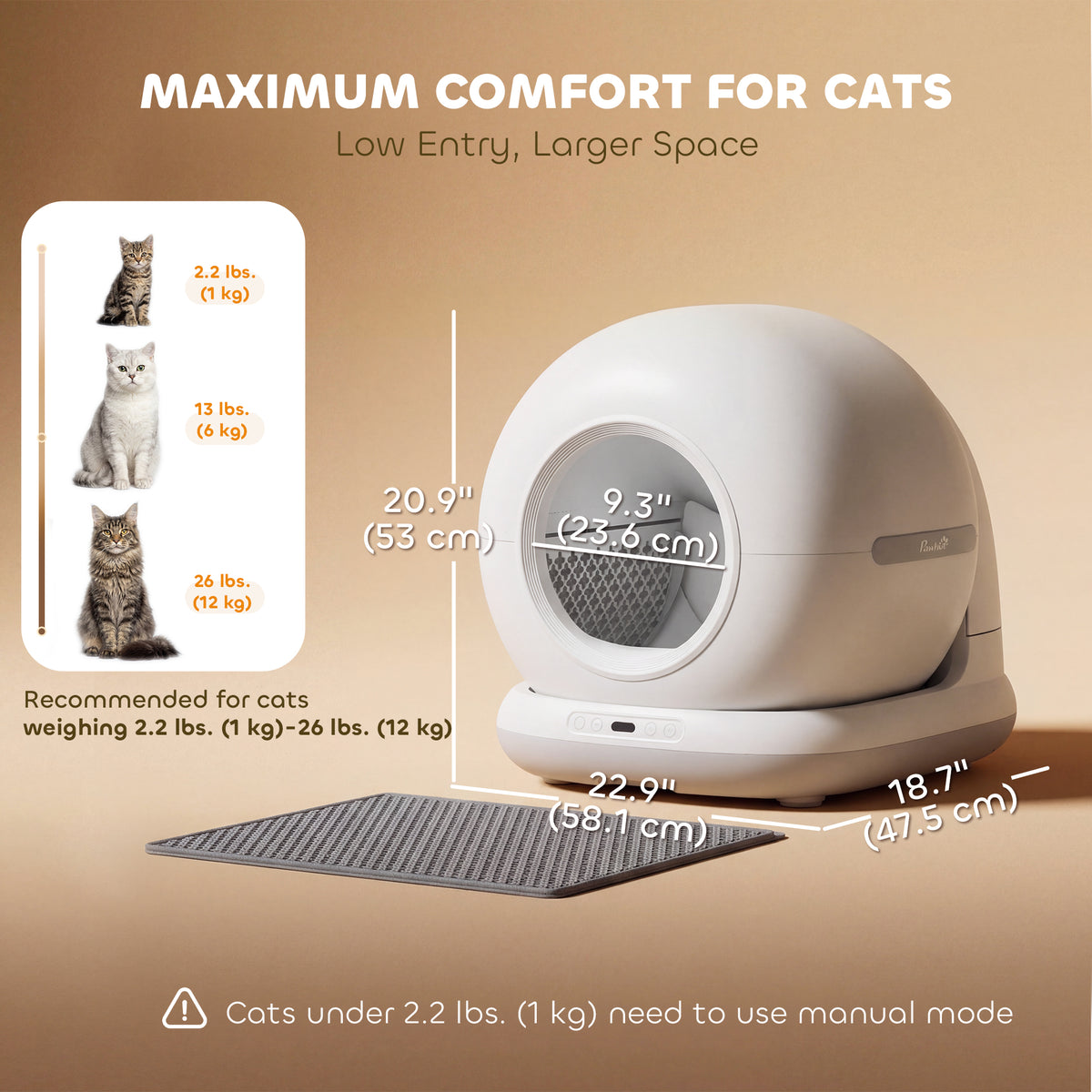 72L Automatic Self-Cleaning Litter Box with App Control - White-Cats-DECOROLALA