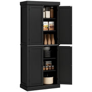 72.5" Freestanding Pantry Cabinet - 4 Doors, Black-DECOROLALA