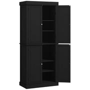 72.5" Kitchen Pantry Cabinet - 4 Doors, Black-DECOROLALA