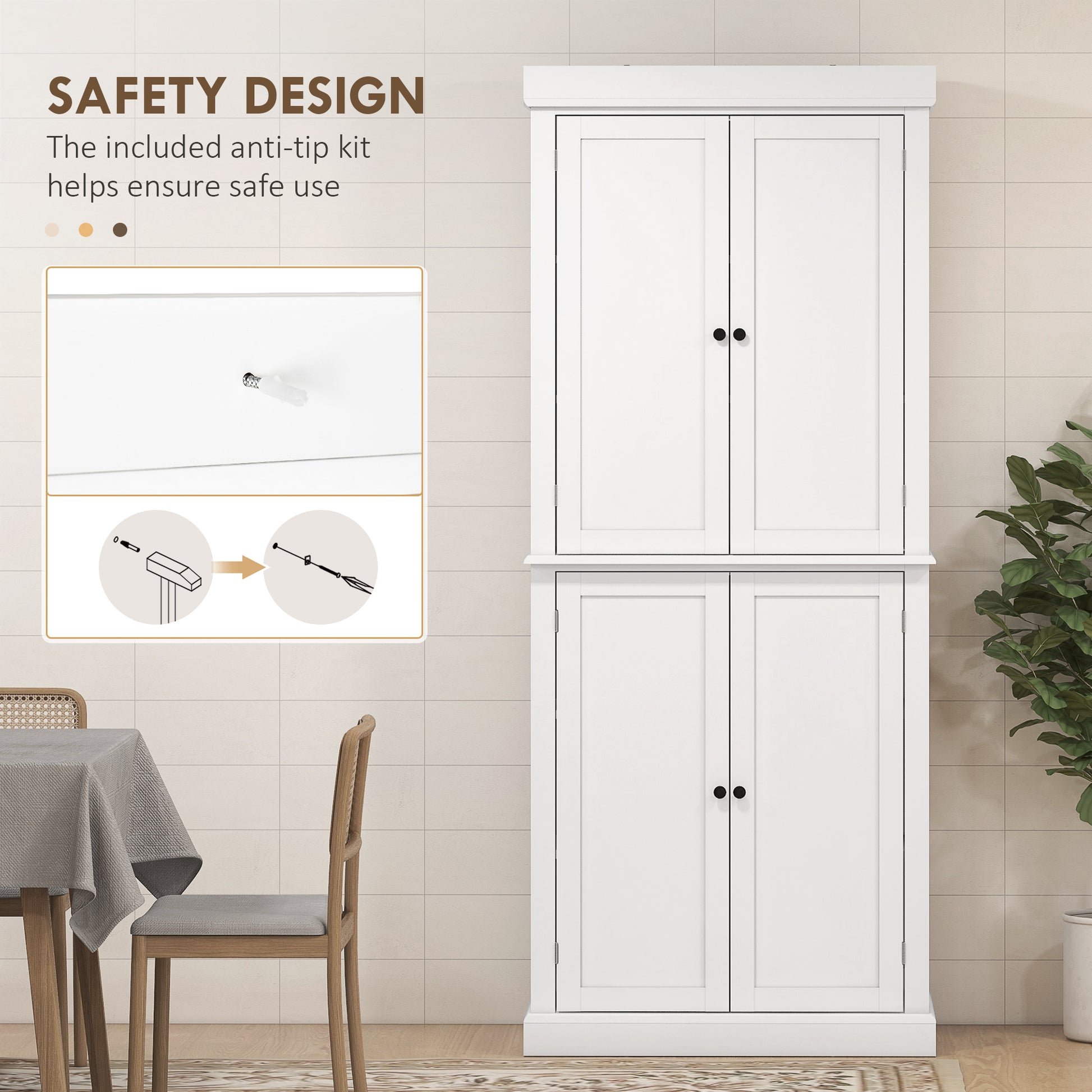 72.5" White 6-Tier Kitchen Pantry Cabinet - Space Saving-DECOROLALA