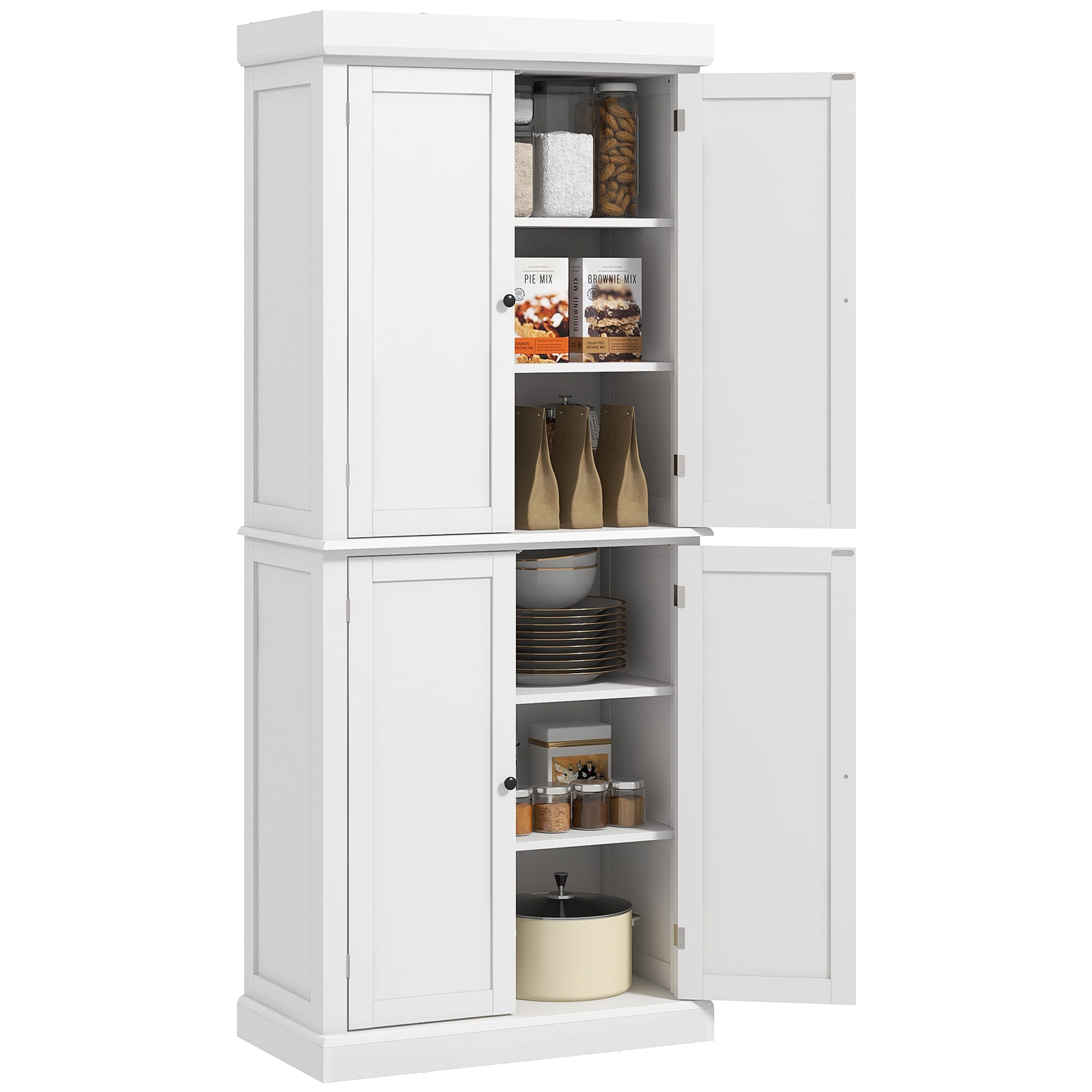 72.5" White 6-Tier Kitchen Pantry Cabinet - Space Saving-DECOROLALA