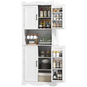 73" Kitchen Pantry Cabinet - White with Adjustable Shelves & Microwave Stand-DECOROLALA