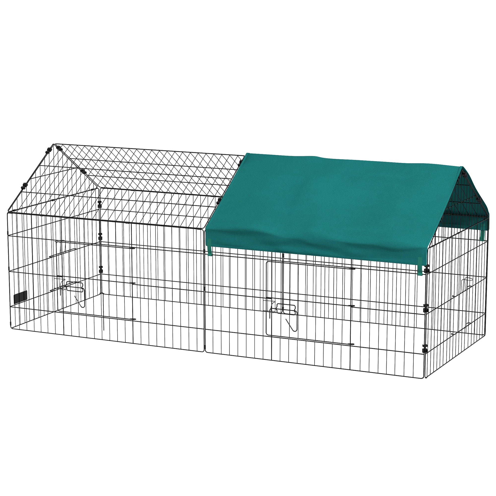 73" Small Animal Cage with Roof, Indoor/Outdoor Use, for Chicken, Rabbits, Chinchillas, Green-Small Animals-DECOROLALA