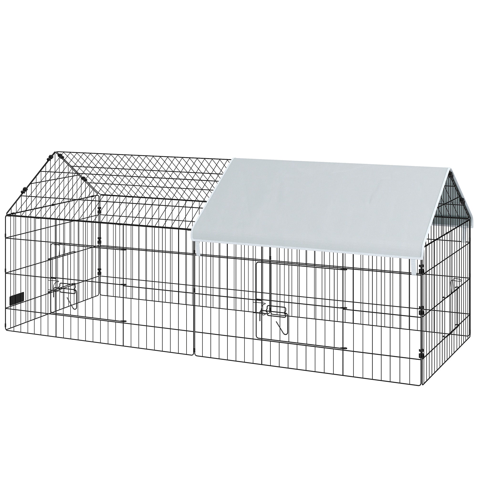 73" Small Animal Cage with Shade Roof - Silver Steel Pet Run-Small Animals-DECOROLALA