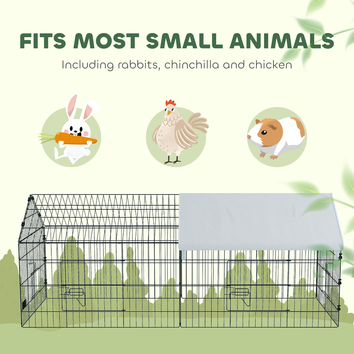 73" Small Animal Cage with Shade Roof - Silver Steel Pet Run-Small Animals-DECOROLALA