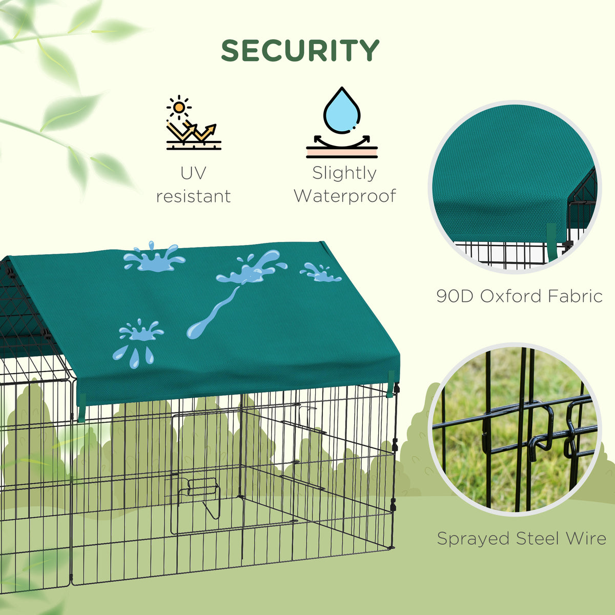 73" Small Animal Cage with UV Roof - Green Indoor/Outdoor Playpen-Small Animals-DECOROLALA