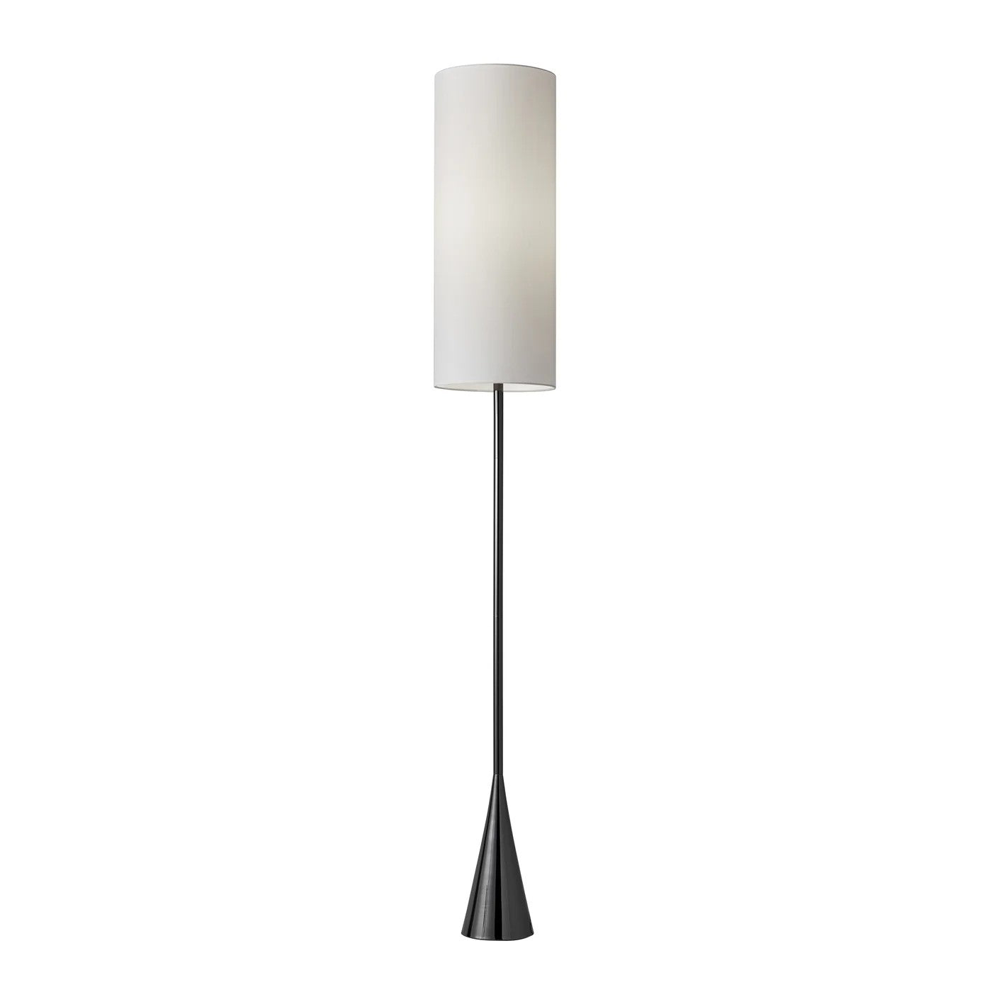74" Black Floor Lamp With White Fabric Shade-Floor Lamps-DECOROLALA
