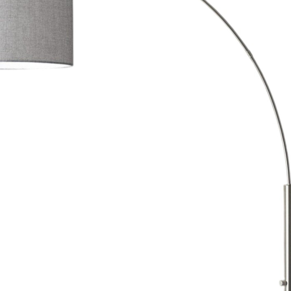 74" Brass Metal Arc Floor Lamp With Off White Linen Drum Shade-Floor Lamps-DECOROLALA