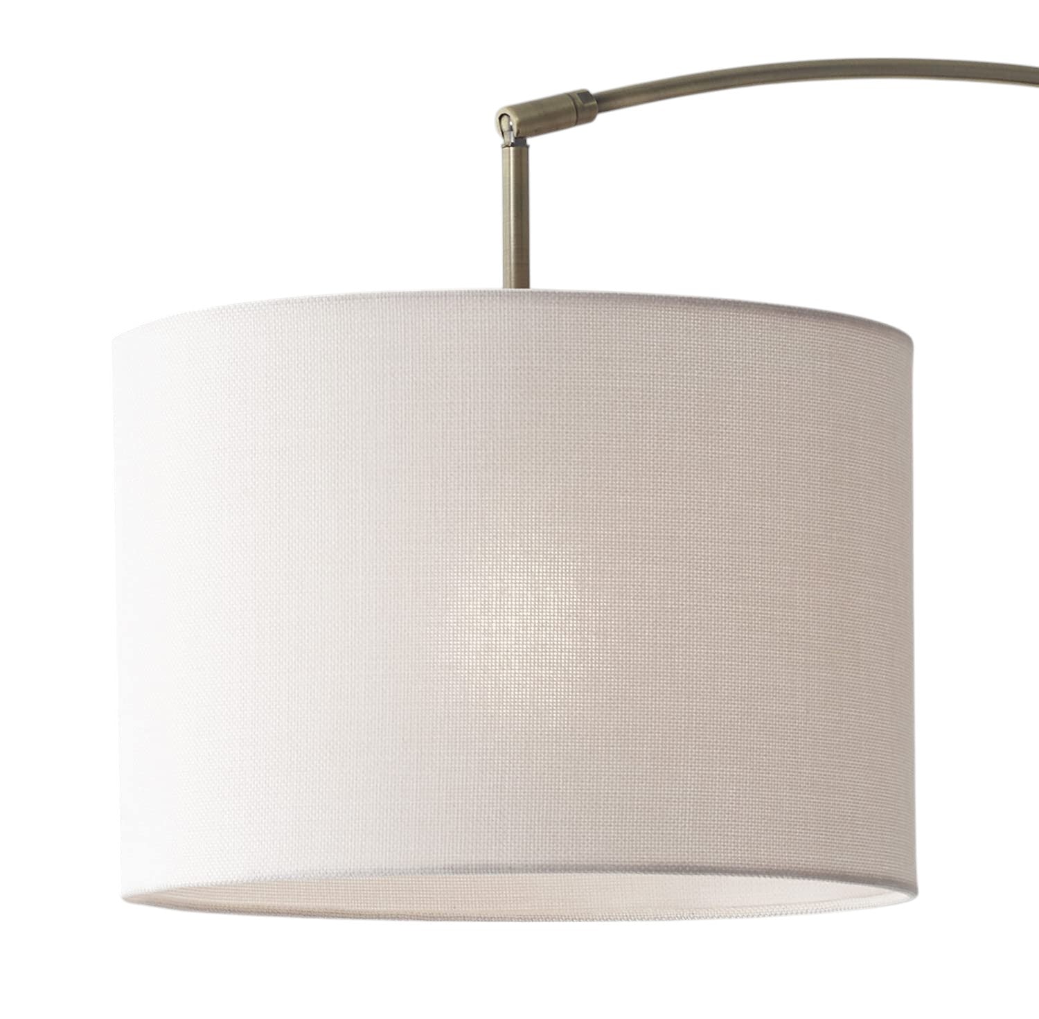74" Brass Metal Arc Floor Lamp With Off White Linen Drum Shade-Floor Lamps-DECOROLALA