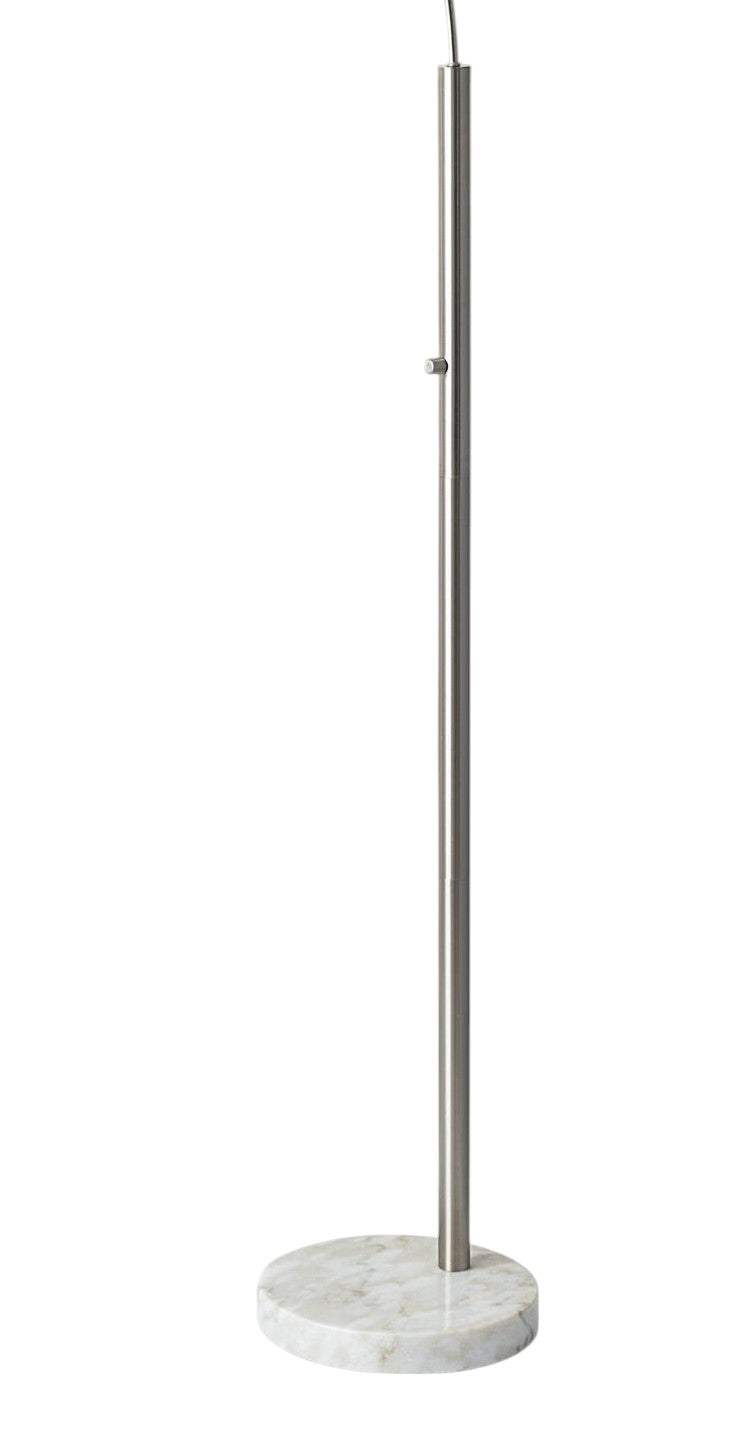 74" Brass Metal Arc Floor Lamp With Off White Linen Drum Shade-Floor Lamps-DECOROLALA