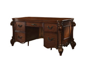 74" Brown Executive Desk With Five Drawers-Desks-DECOROLALA