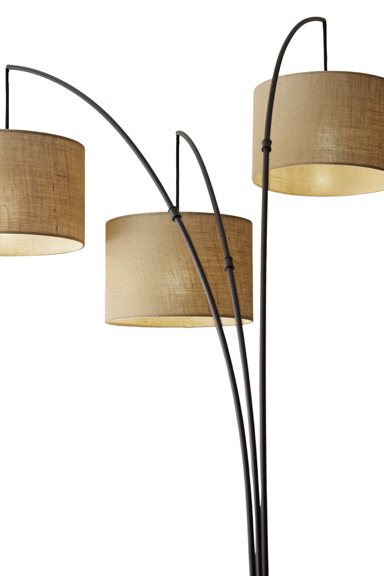 74" Silver Three Light Tree Floor Lamp With White Linen Drum Shade-Floor Lamps-DECOROLALA