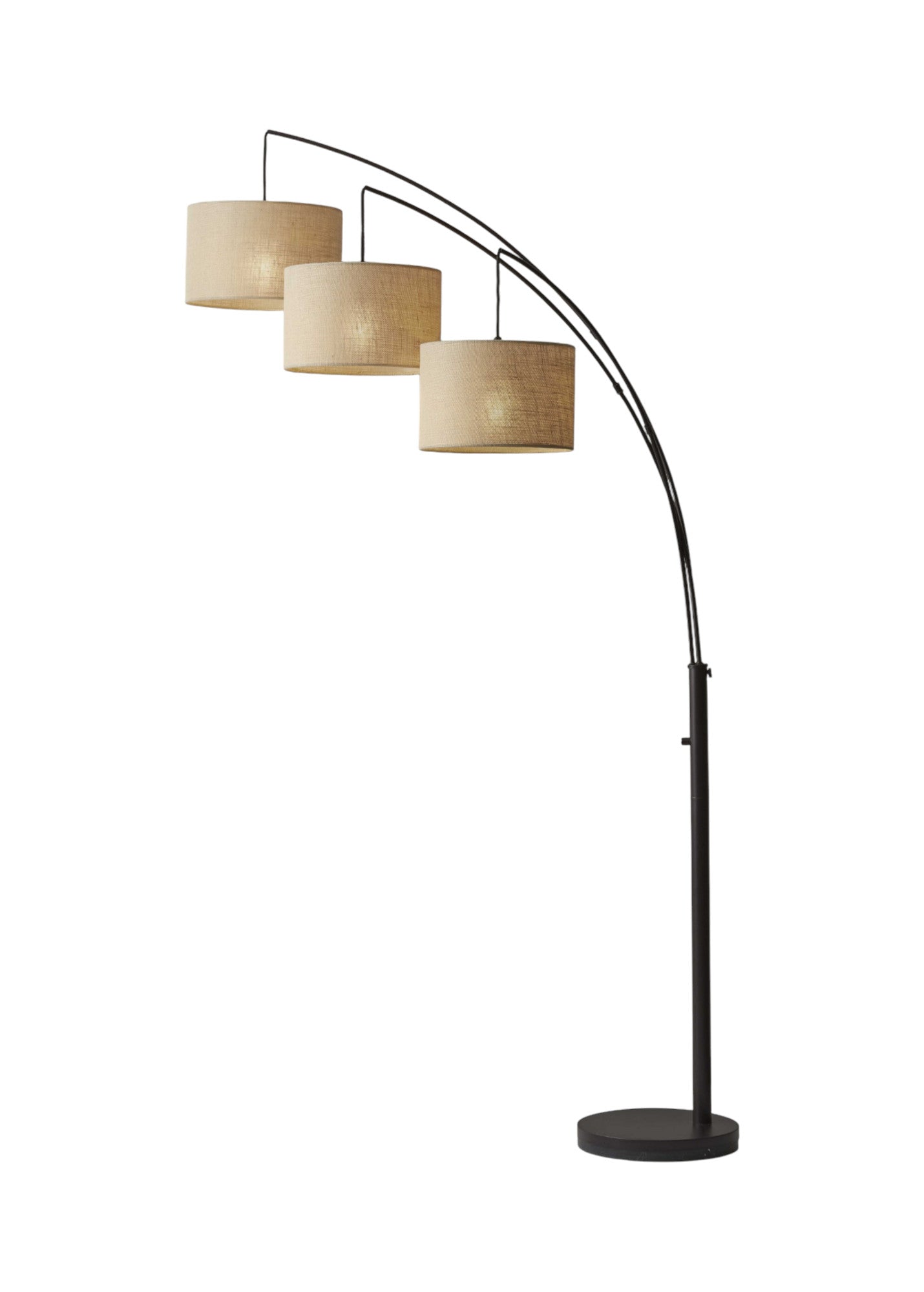 74" Silver Three Light Tree Floor Lamp With White Linen Drum Shade-Floor Lamps-DECOROLALA