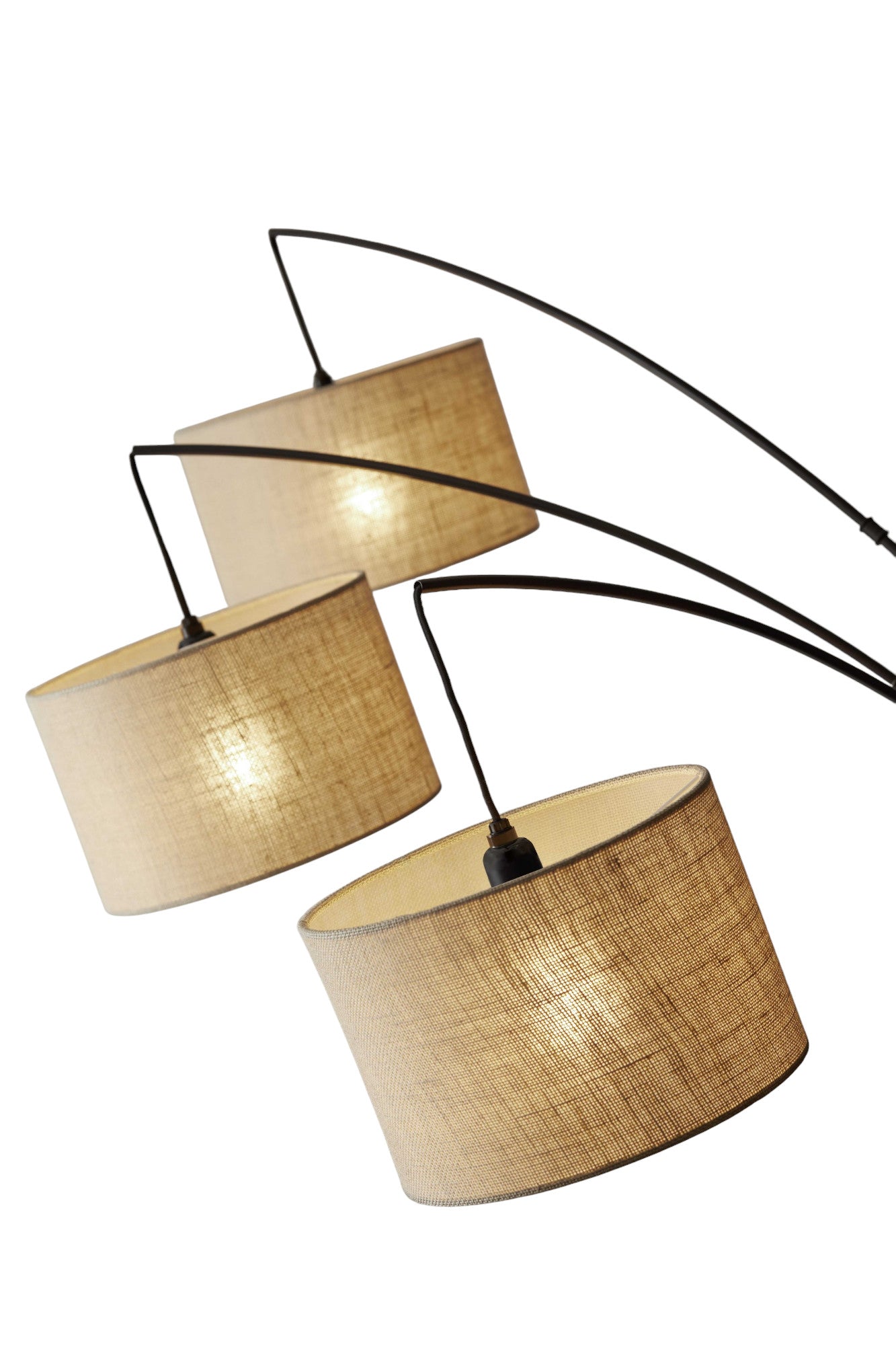 74" Silver Three Light Tree Floor Lamp With White Linen Drum Shade-Floor Lamps-DECOROLALA