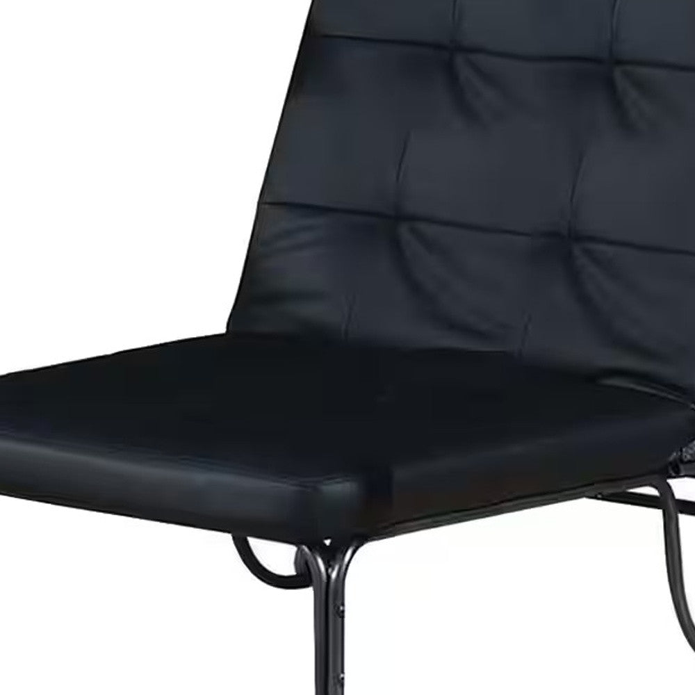 75" Black Faux Leather Tufted Convertible Chair-Accent Chairs-DECOROLALA