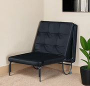 75" Black Faux Leather Tufted Convertible Chair-Accent Chairs-DECOROLALA