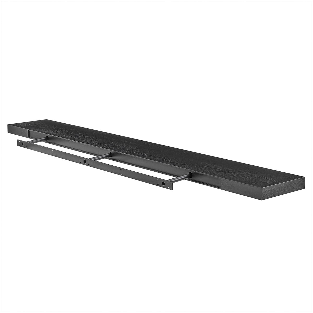75" Black Wooden Wall Mounted Floating Shelf-Wall Mounted Shelves-DECOROLALA