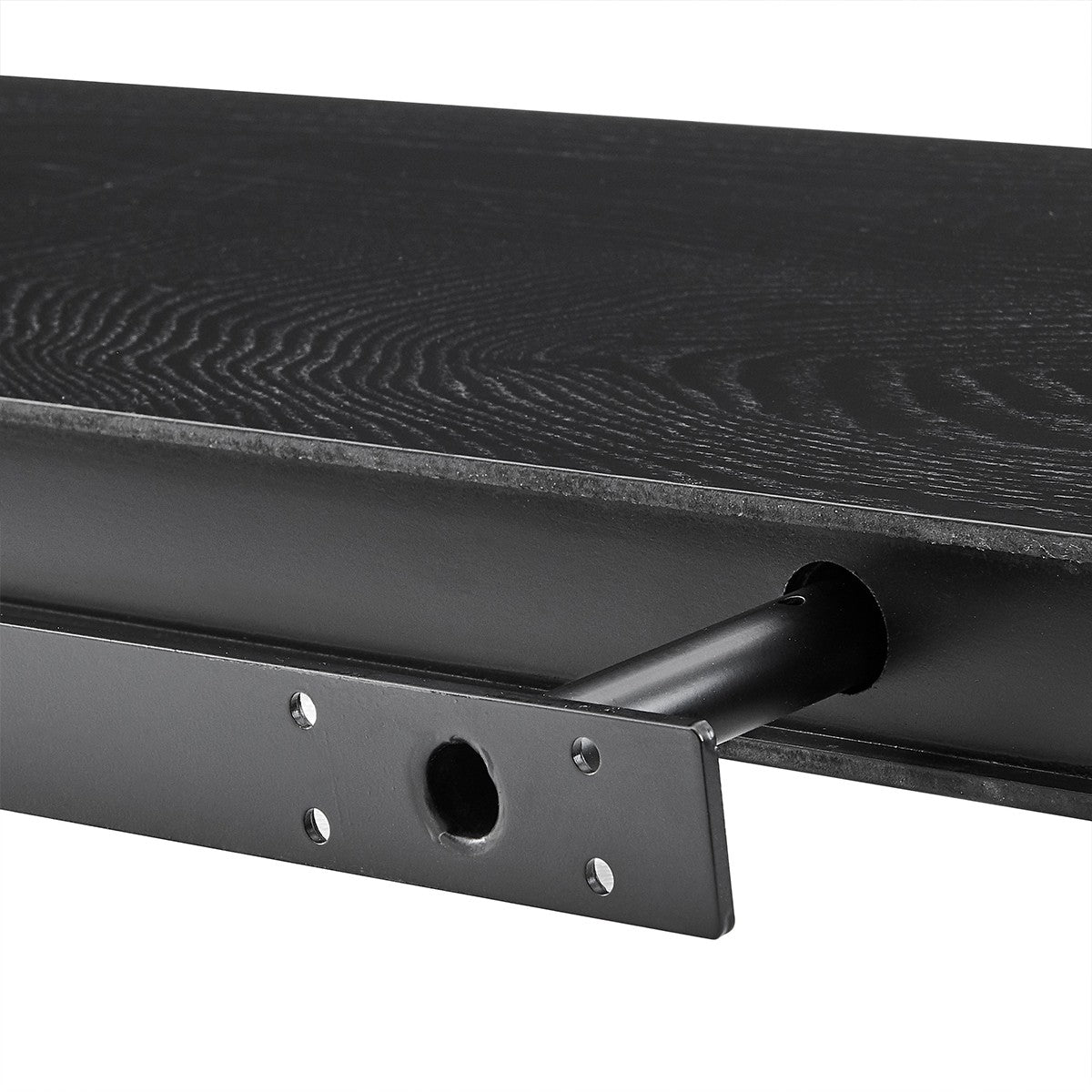 75" Black Wooden Wall Mounted Floating Shelf-Wall Mounted Shelves-DECOROLALA