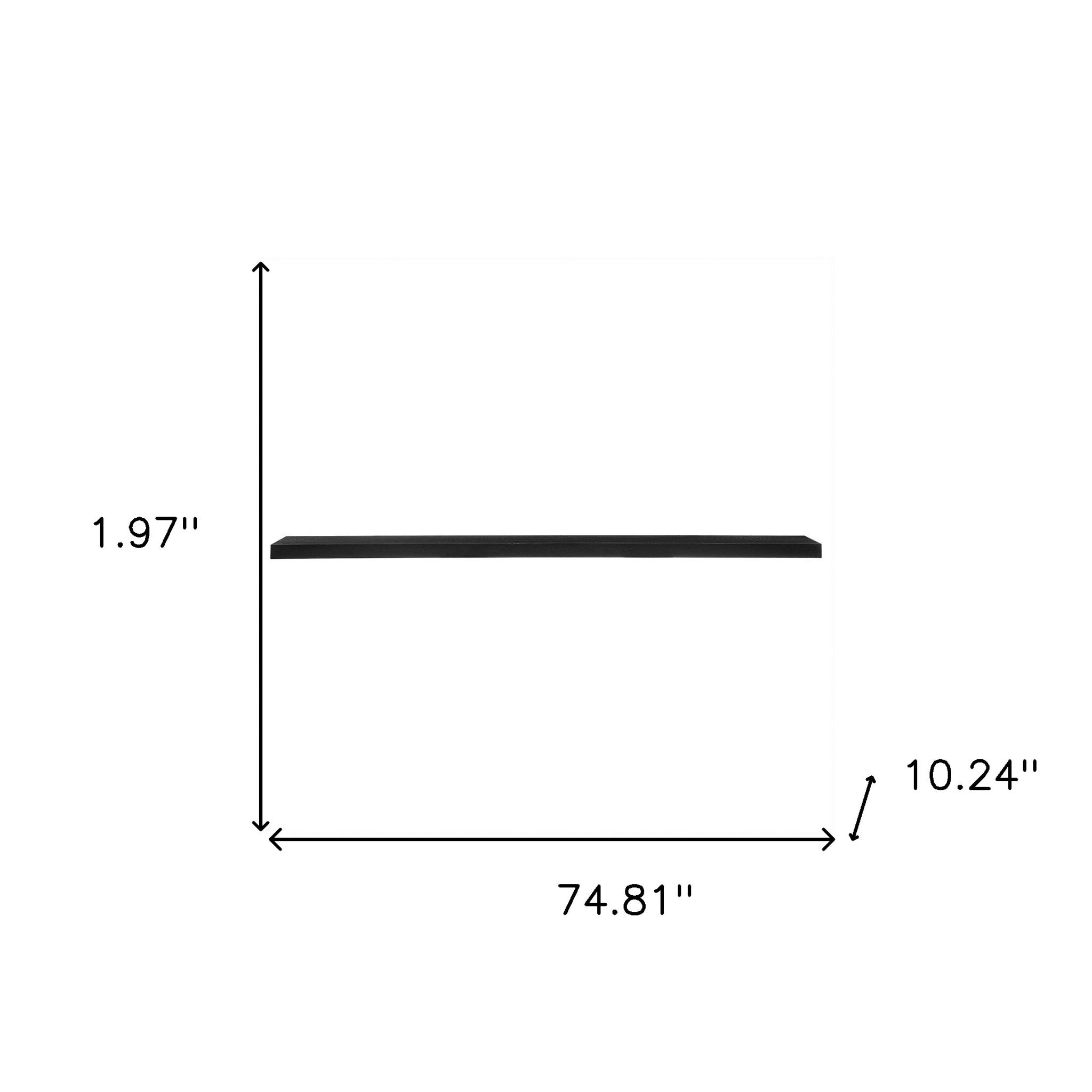 75" Black Wooden Wall Mounted Floating Shelf-Wall Mounted Shelves-DECOROLALA