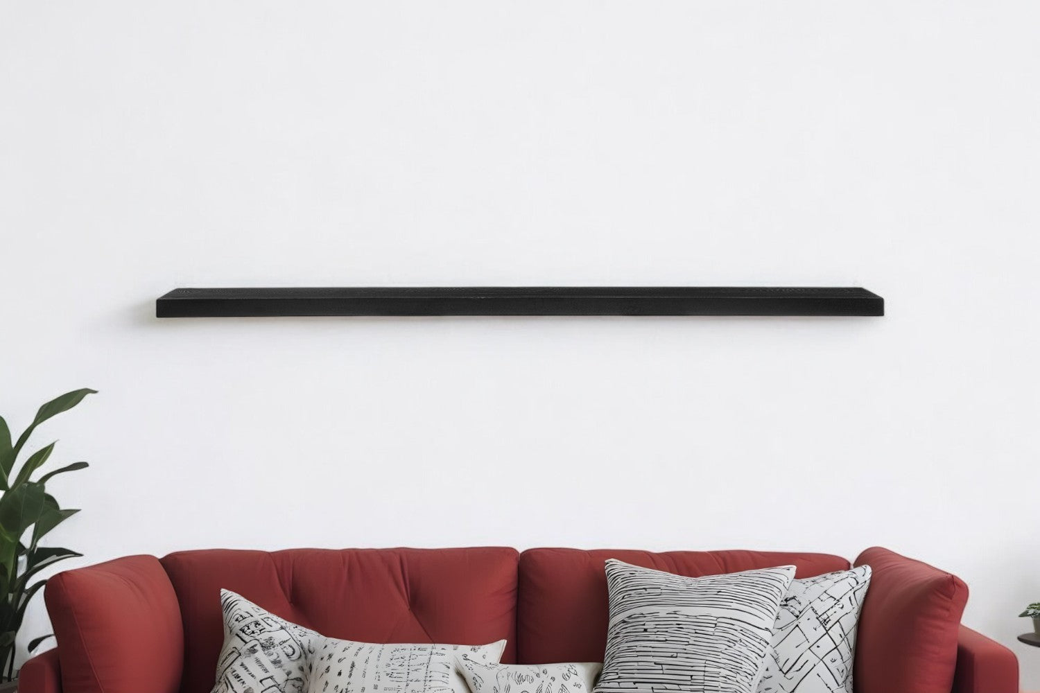 75" Black Wooden Wall Mounted Floating Shelf-Wall Mounted Shelves-DECOROLALA