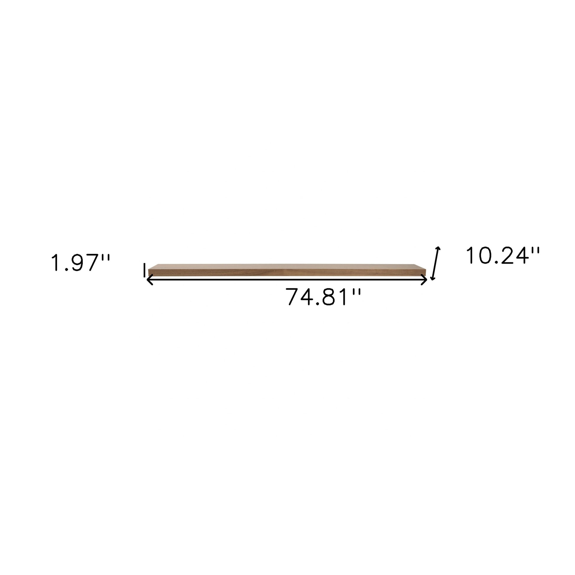 75" Brown Wooden Wall Mounted Floating Shelf-Wall Mounted Shelves-DECOROLALA