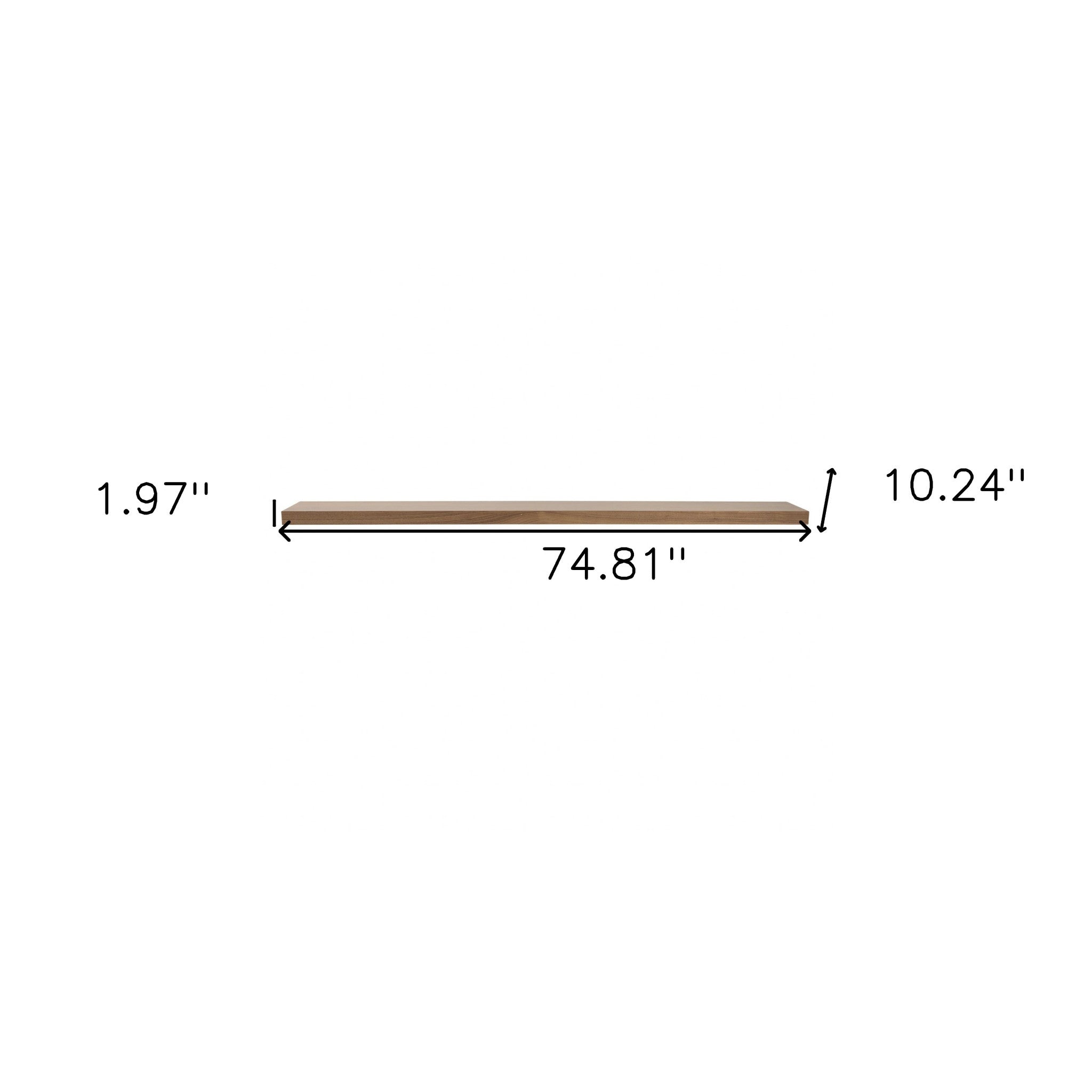 75" Brown Wooden Wall Mounted Floating Shelf-Wall Mounted Shelves-DECOROLALA