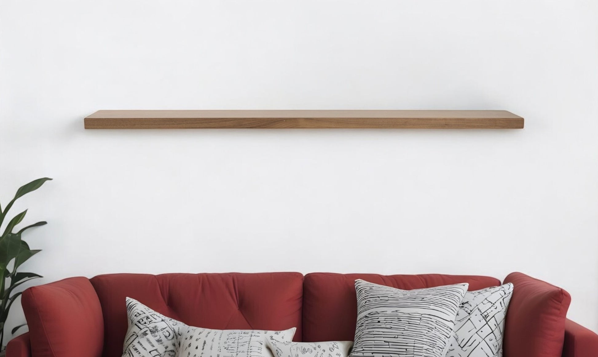 75" Brown Wooden Wall Mounted Floating Shelf-Wall Mounted Shelves-DECOROLALA