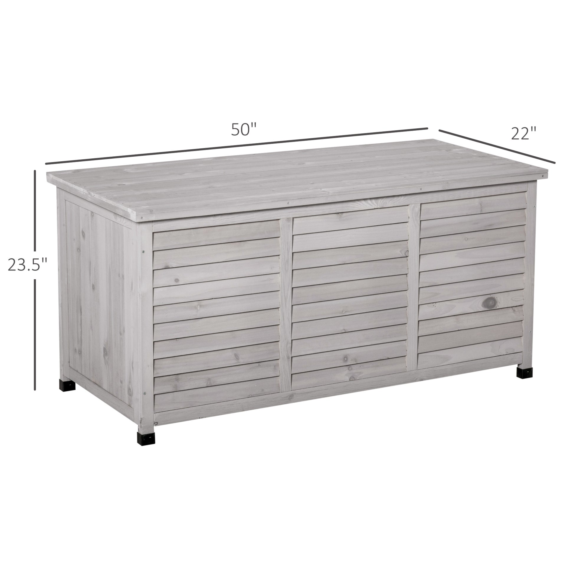 75 Gallon Wooden Deck Box - Grey Fir Wood Storage Bench-DECOROLALA