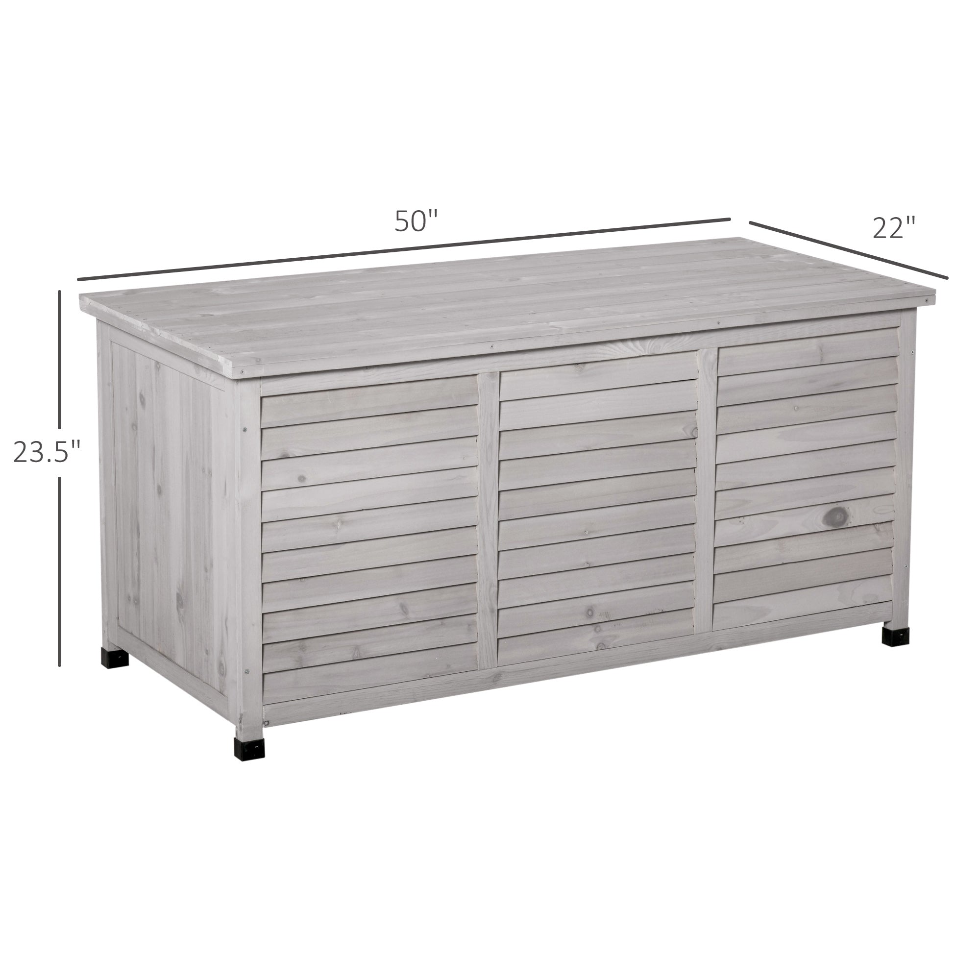 75 Gallon Wooden Deck Box - Grey Fir Wood Storage Bench-DECOROLALA